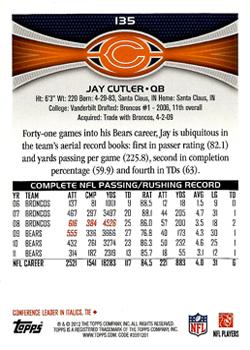 2012 Topps #135 Jay Cutler Back