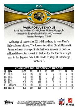 2012 Topps #155 Paul Posluszny Back
