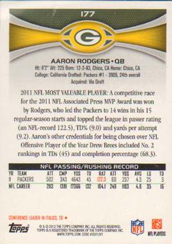 2012 Topps #177 Aaron Rodgers Back