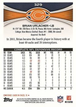 2012 Topps #329 Brian Urlacher Back