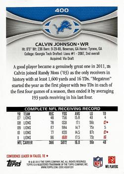 2012 Topps #400 Calvin Johnson Back