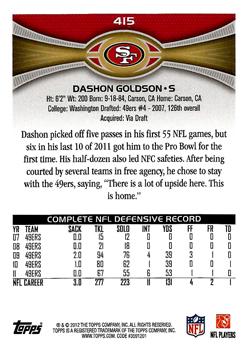 2012 Topps #415 Dashon Goldson Back