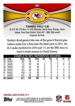 2012 Topps #41 Tamba Hali Back