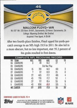 2012 Topps #46 Malcom Floyd Back