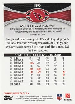 2012 Topps #150 Larry Fitzgerald Back