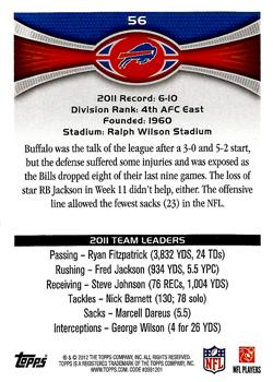 2012 Topps #56 Bills Team Leaders Back