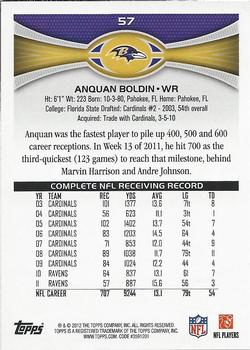 2012 Topps #57 Anquan Boldin Back