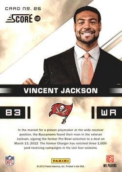 2012 Score - In the Zone #25 Vincent Jackson Back
