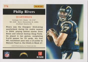 2012 Score - RC Flashbacks #374 Philip Rivers Back