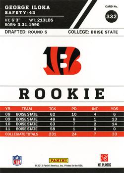 2012 Score - Scorecard #332 George Iloka Back