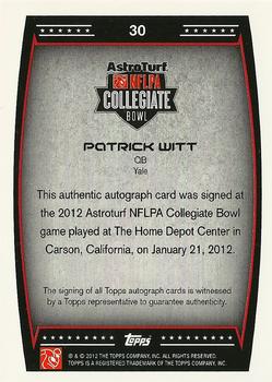 2012 Topps - AstroTurf NFLPA Collegiate Bowl Autographs #30 Patrick Witt Back