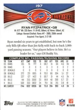 2012 Topps - Gold #197 Ryan Fitzpatrick Back