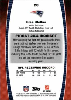 2012 Finest #26 Wes Welker Back