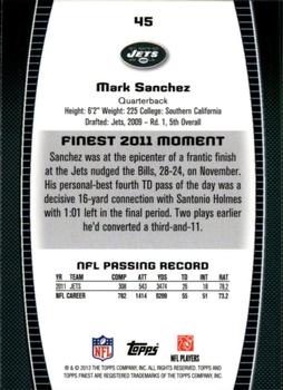 2012 Finest #45 Mark Sanchez Back