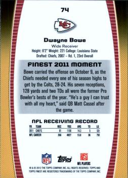 2012 Finest #74 Dwayne Bowe Back