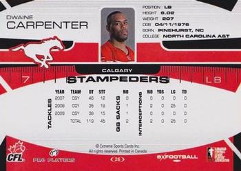 2009 Extreme Sports CFL #26 Dwaine Carpenter Back