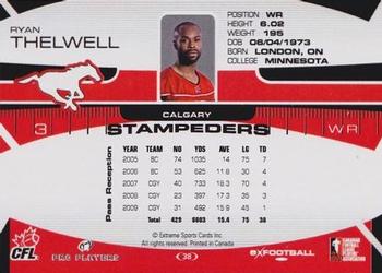 2009 Extreme Sports CFL #38 Ryan Thelwell Back