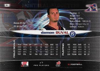 2008 Extreme Sports CFL #6 Damon Duval Back