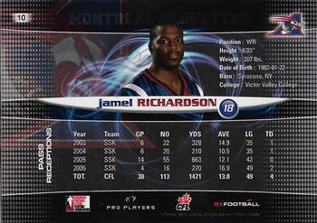 2008 Extreme Sports CFL #10 Jamel Richardson Back