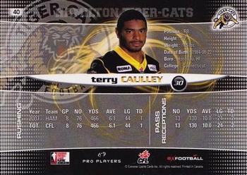 2008 Extreme Sports CFL #40 Terry Caulley Back