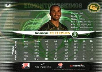 2008 Extreme Sports CFL #83 Kamau Peterson Back