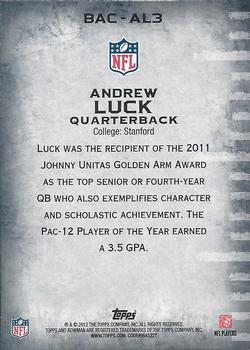 2012 Bowman - Accolades #BAC-AL3 Andrew Luck Back