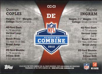 2012 Bowman - Combine Competition #CC-CI Quinton Coples / Melvin Ingram Back