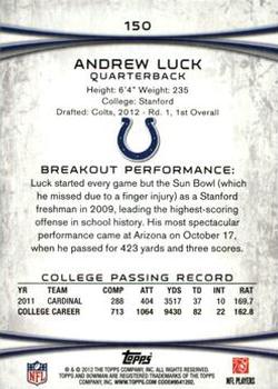 2012 Bowman - Gold #150 Andrew Luck Back