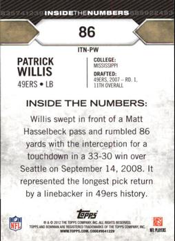 2012 Bowman - Inside the Numbers #ITN-PW Patrick Willis Back