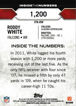 2012 Bowman - Inside the Numbers #ITN-RW Roddy White Back