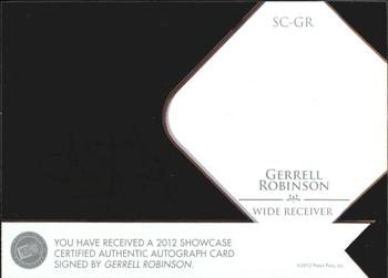 2012 Press Pass Showcase - Gold #SC-GR Gerell Robinson Back