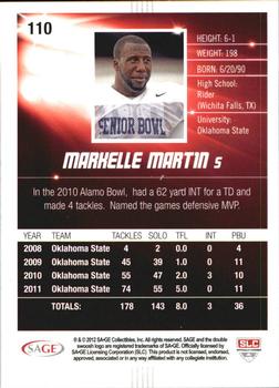2012 SAGE HIT - Silver #110 Markelle Martin Back