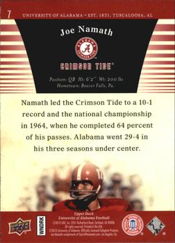2012 Upper Deck University of Alabama #7 Joe Namath Back