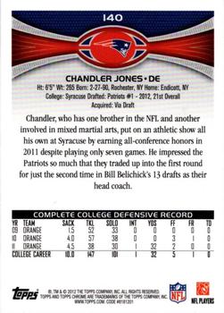 2012 Topps Chrome #140 Chandler Jones Back
