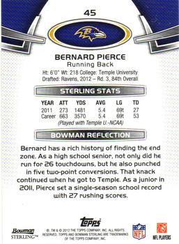 2012 Bowman Sterling #45 Bernard Pierce Back