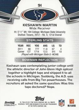 2012 Bowman Sterling #91 Keshawn Martin Back