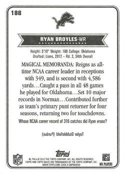 2012 Topps Magic #188 Ryan Broyles Back