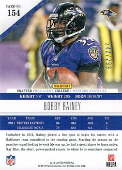 2012 Panini Limited #154 Bobby Rainey Back
