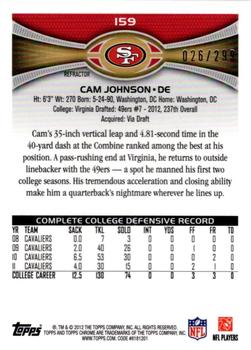 2012 Topps Chrome - Black Refractors #159 Cam Johnson Back