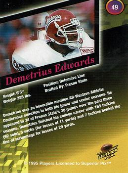 1995 Superior Pix - Autographs #49 Demetrius Edwards Back