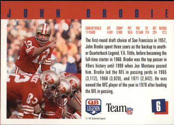 1991 Quarterback Legends #6 John Brodie Back