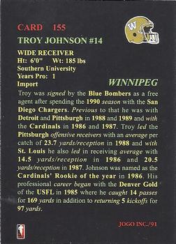 1991 JOGO #155 Troy Johnson Back