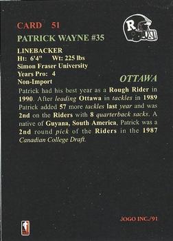 1991 JOGO #51 Patrick Wayne Back