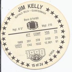 1990 King B Discs #15 Jim Kelly Back