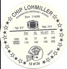 1992 King B Discs #12 Chip Lohmiller Back