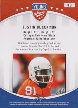 2012 Leaf Young Stars #48 Justin Blackmon Back