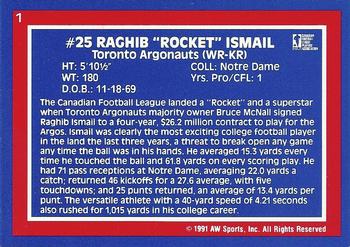 1991 All World CFL #1 Rocket Ismail Back