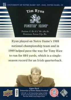 2013 Upper Deck University of Notre Dame #55 Tim Ryan Back