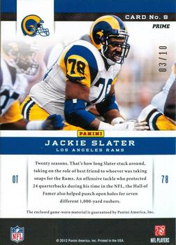 2012 Panini Momentum - Team Threads Patches Prime #8 Jackie Slater Back