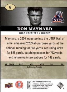 2013 Upper Deck #6 Don Maynard Back